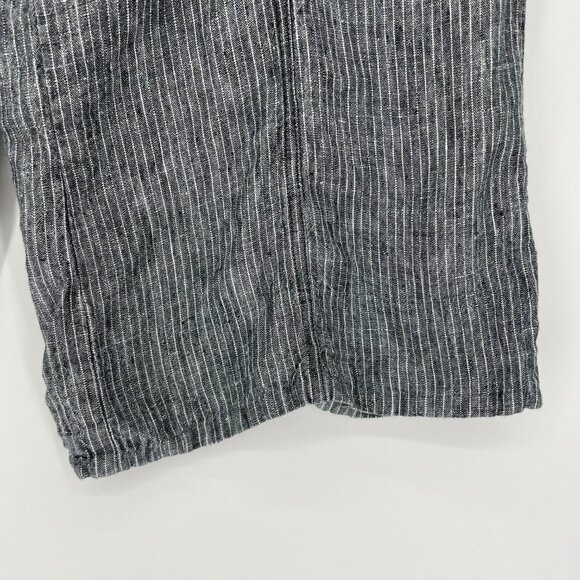 Sundance 100%‎ Linen Striped Pants Size 10 Wide Leg Gray Beachy Coastal - Picture 2 of 12